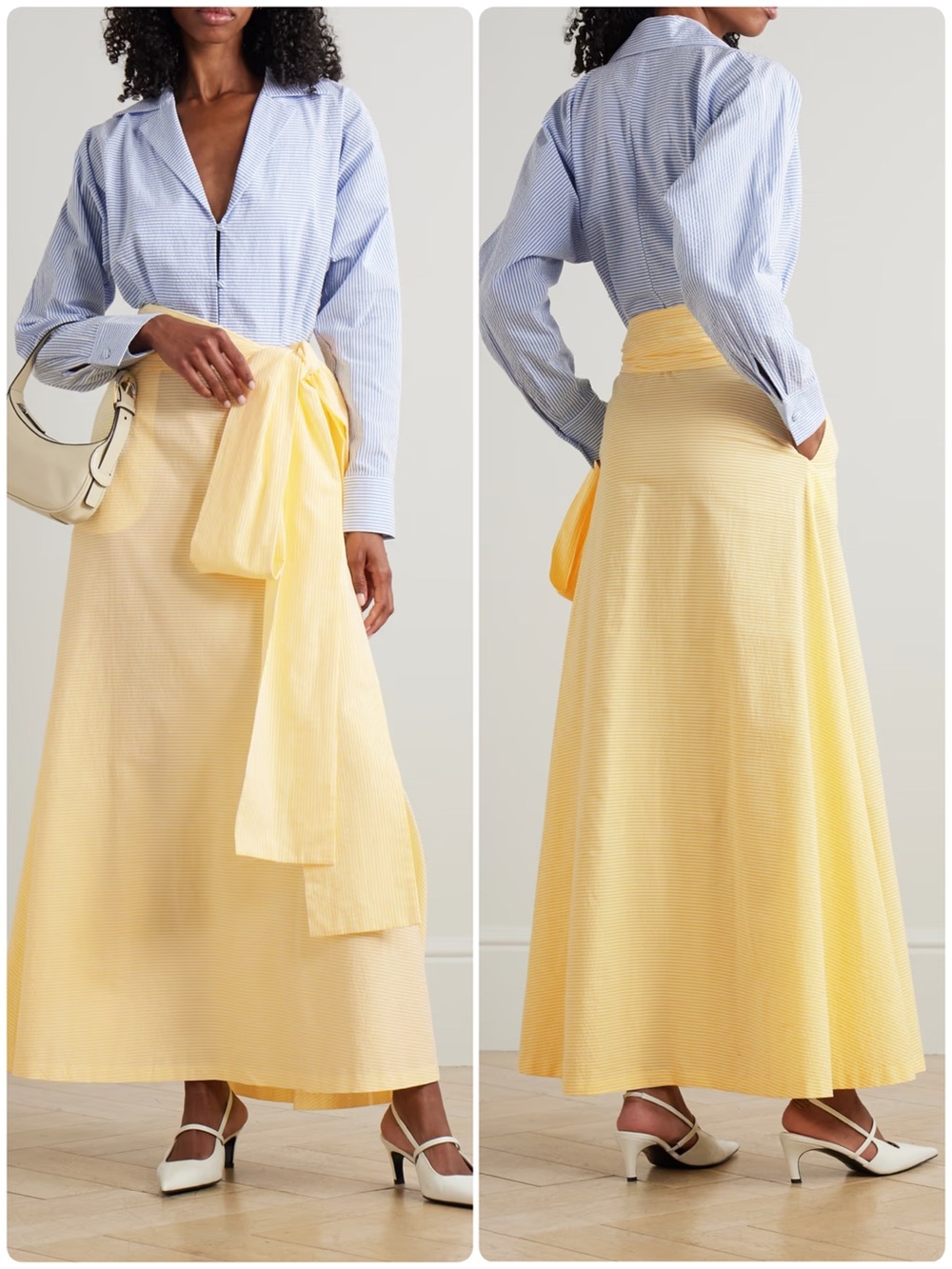Bernadette Clarence Dress Blue Yellow Ivory Seersucker Stripe Size 36 US 4 NWT
